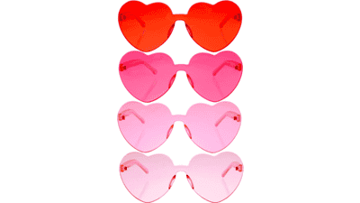 4 Pieces Heart Shaped Sunglasses