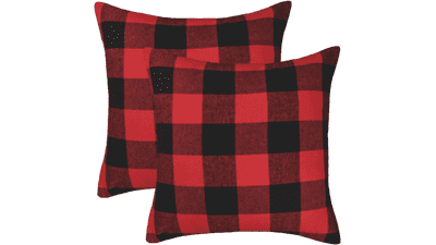 4TH Emotion Christmas Buffalo Check Plaid Throw Pillow Covers