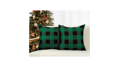 4TH Emotion Christmas Buffalo Check Plaid Throw Pillow Covers