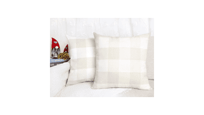 4TH Emotion Set of 2 Farmhouse Buffalo Check Plaid Throw Pillow Covers