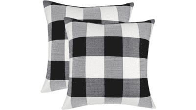 4TH Emotion Set of 2 Farmhouse Buffalo Check Plaid Throw Pillow Covers