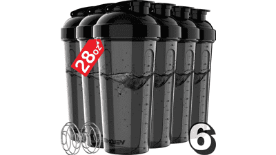 -6 Pack- 28 oz Protein Shaker Bottles