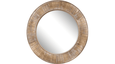 Barnyard Designs 31.5" Rustic Round Wood Mirror