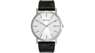 Bulova Men's Classic 3-Hand Calendar Date Quartz Leather Strap Watch