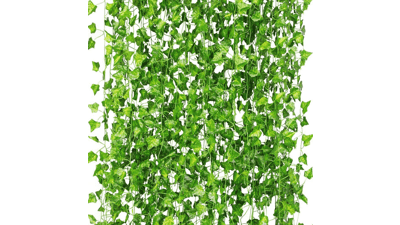 CQURE 12 Pack Artificial Ivy Garland