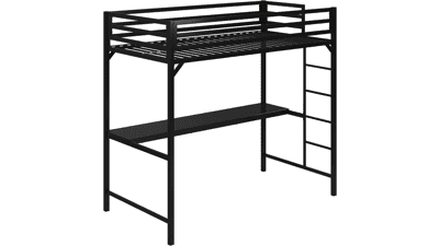 DHP Miles Metal Twin Loft Bed with Desk