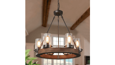 GEPOW Farmhouse Wood Chandelier