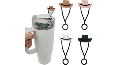 HomDsg 4 Pack Silicone Cowboy Hat Straw Covers