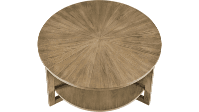LEEMTOGIR Round Wooden Coffee Table