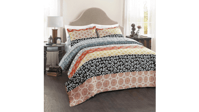 Lush Decor Bohemian Stripe Cotton Quilt Cover Set