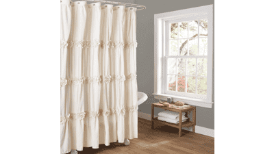 Lush Decor Darla Ruched Floral Bathroom Shower Curtain
