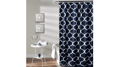 Lush Decor Navy Bathroom Shower Curtain