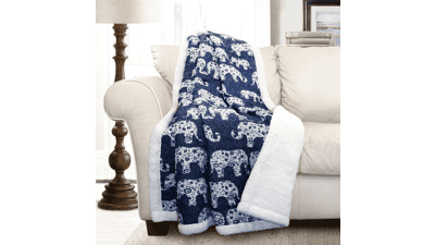 Lush Decor Navy Elephant Parade Throw