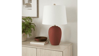 Nourison 23" Terracotta Rust Ceramic Pot Table Lamp