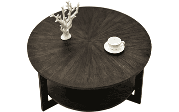 Round Wood Coffee Table with Storage