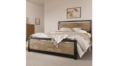 SHA CERLIN Queen Size Metal Platform Bed Frame