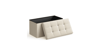 SONGMICS 30 Inches Folding Storage Ottoman Bench