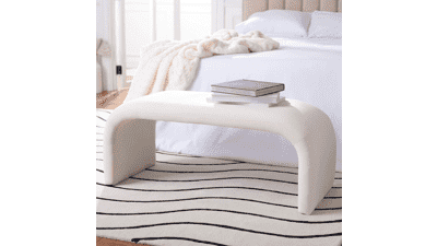 Safavieh Home Collection Tenko Modern Cream Velvet Bench