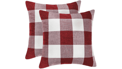 Set of 2 Farmhouse Buffalo Check Plaid Throw Pillow Covers