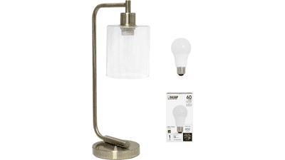 Simple Designs LD1036-ABS-LB Industrial Bronson Antique Style Iron Lantern Desk Table Lamp