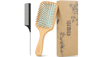 Sofmild Natural Bamboo Wood Hair Brush Set