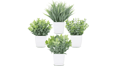 CEWOR 4 Pack Small Faux Plants