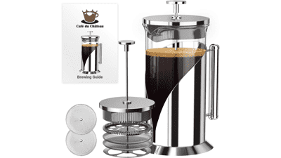 Cafe Du Chateau Stainless Steel French Press Coffee Maker