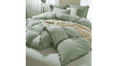 ETDIFFE Pom Pom Duvet Cover