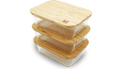 Glass Food Storage Containers with Bamboo Lids