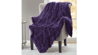 Hyde Lane Purple Fuzzy Throw Blanket