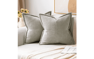 MIULEE Light Grey Corduroy Pillow Covers