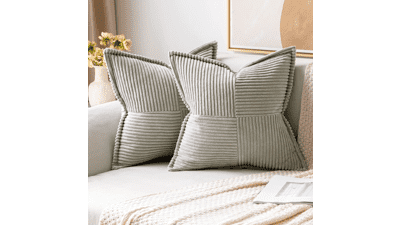 MIULEE Light Grey Corduroy Pillow Covers
