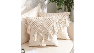 Macrame Throw Pillow Cushion Covers