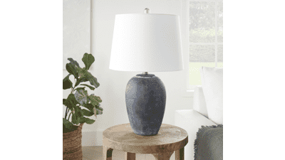 Nourison 23" Black Vintage Distressed Ceramic Pot Table Lamp