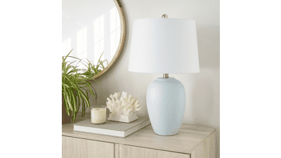 Nourison 23" Blue Coastal Ceramic Jar Table Lamp
