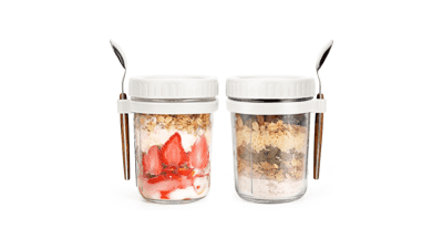 Overnight Oats Jars with Spoon and Lid