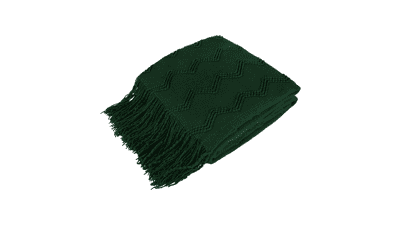 PAVILIA Emerald Green Knit Throw Blanket