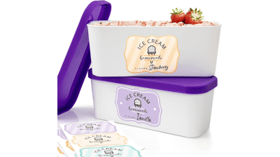 Set of 2 Reusable Ice Cream Tub Containers