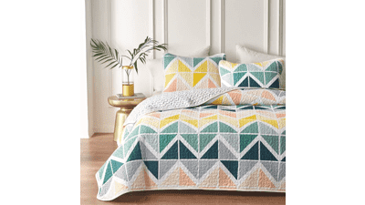 UOZZI BEDDING 2 Piece Reversible Colorful Quilt Set