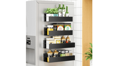 Vetacsion 4 Pack Moveable Fridge Magnetic Spice Racks