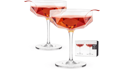 Viski Faceted Coupe Glasses Set of 2