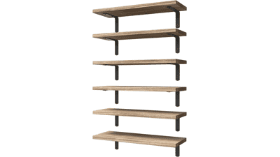 WOPITUES Wood Floating Shelves Set of 6
