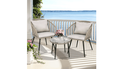 YITAHOME 3-Piece Wicker Small Patio Balcony Chair Set