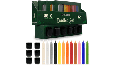36 Colored Mini Candle Sticks and 6 Holders