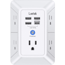 5-Outlet Surge Protector Wall Charger