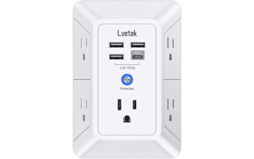 5-Outlet Surge Protector Wall Charger