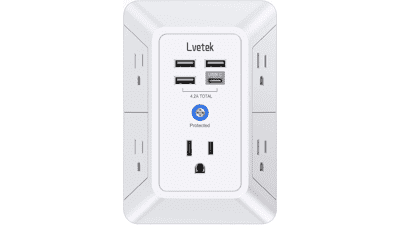 5-Outlet Surge Protector Wall Charger