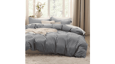 Bedsure Grey Duvet Cover Queen Size