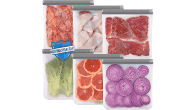 Lerine 6 Pack Reusable Gallon Freezer Bags