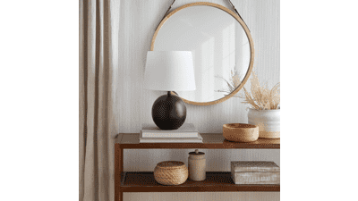 Nourison Modern Farmhouse Black Round Table Lamp